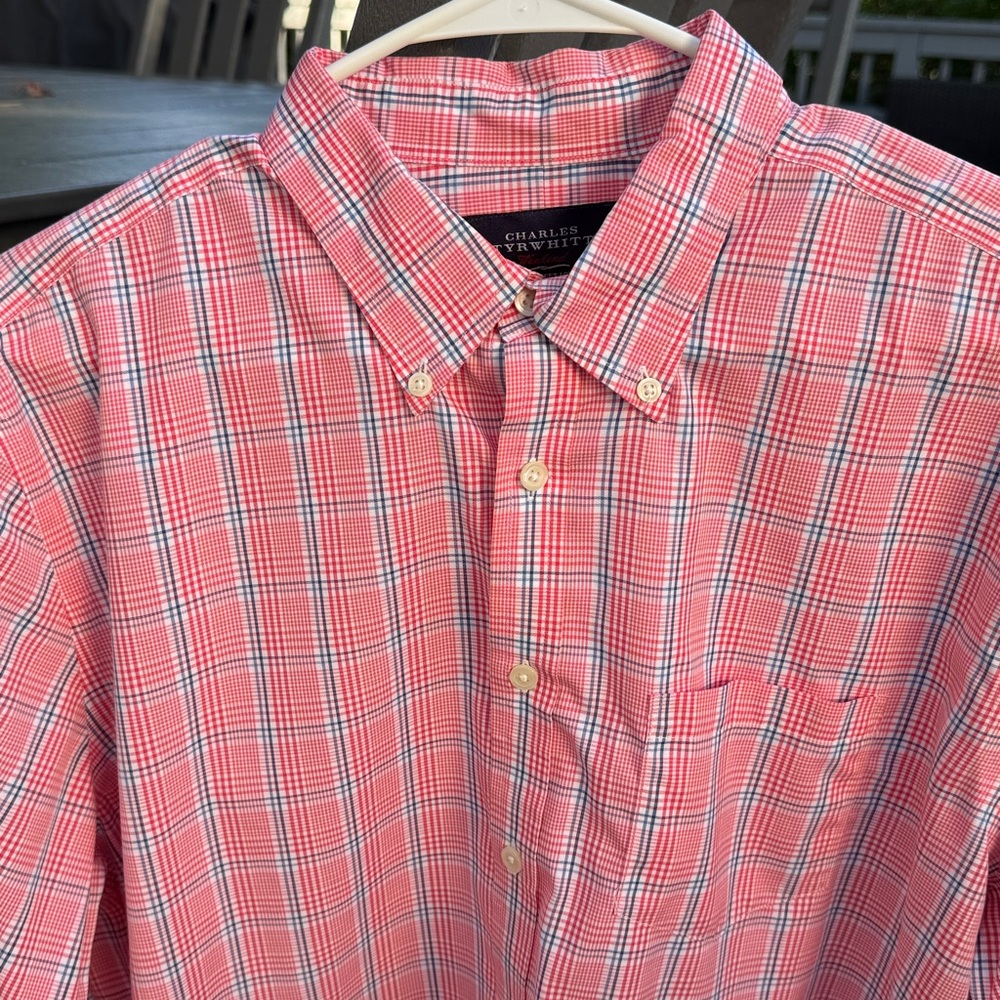 Charles Tyrwhitt Red and Blue Plaid Men's Shirt - Picture 12 of 13